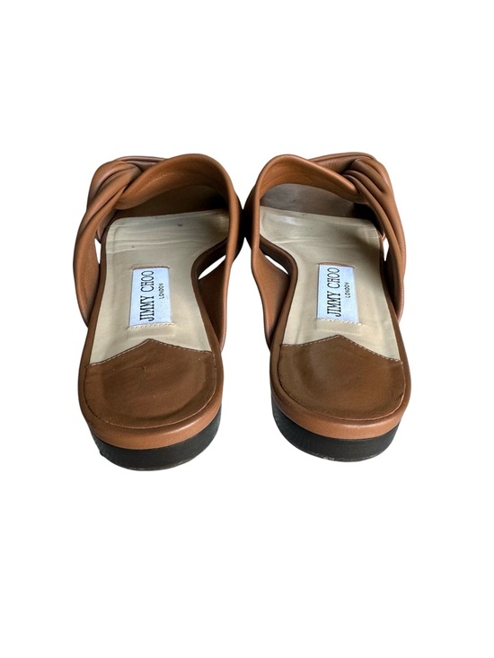 Jimmy Choo Brown Nappa Leather Narisa Flat Sandals 39.5 – On  Jimmy Choo Narisa Sandals Tan Nappa Leather